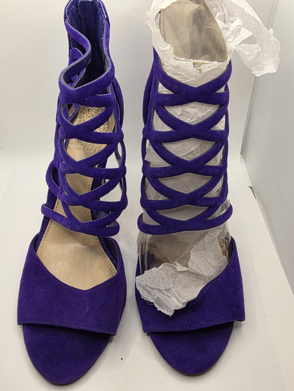 Vince Canuto Purple Strappy Suede Women's Heels
